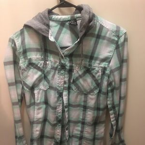 Mint flannel hoodie
